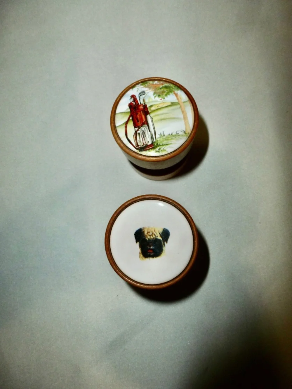 Lot 2 F. Albrecht The Corker Bottle Stoppers With Stands - One Golf and One Dog